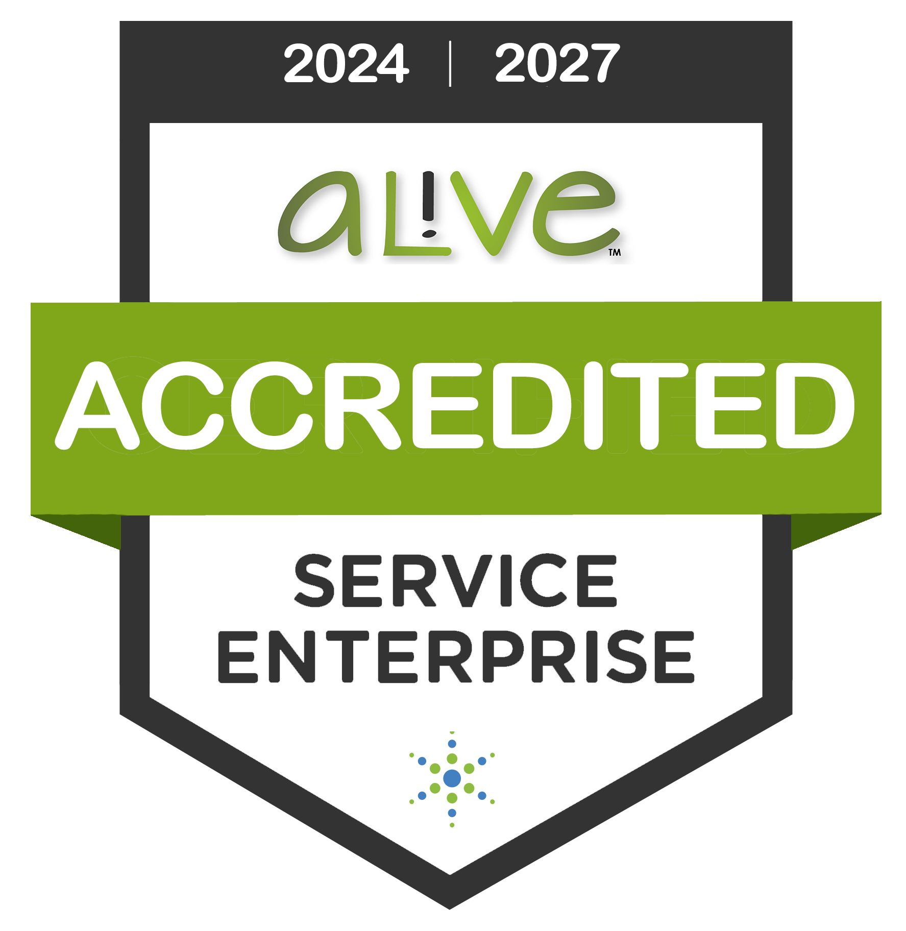 AL!ve Accredited Service Enterprise Seal 2024 - 2027